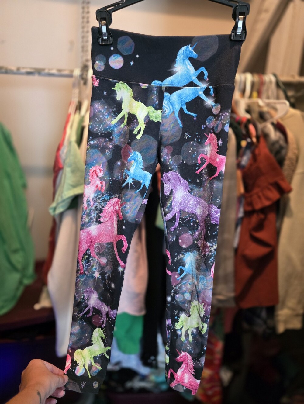 Justice Girls Black Multicolored Unicorn Leggings